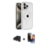 MARSİLYAN™- iPhone 15 Pro Kılıf Eksen Form Koleksiyonu - Siyah 3D Antistatik Mat Seramik Nano Ekran Koruyucu + Raze Metal Kamera Lens - TMGI
