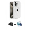 MARSİLYAN™- iPhone 15 Pro Kılıf Eksen Form Koleksiyonu - Siyah 3D Antistatik Seramik Nano Ekran Koruyucu + Raze Metal Kamera Lens - TMGI