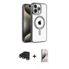 MARSİLYAN™- iPhone 15 Pro Kılıf Eksen Form Koleksiyonu - Siyah Bilvis 3D Mat Cam Ekran Koruyucu + Raze Metal Kamera Lens - TMGI