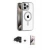 MARSİLYAN™- iPhone 15 Pro Kılıf Eksen Form Koleksiyonu - Siyah Bilvis 3D Mat Cam Ekran Koruyucu + Raze Metal Kamera Lens - GS