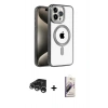 MARSİLYAN™- iPhone 15 Pro Kılıf Eksen Form Koleksiyonu - Siyah Bilvis 3D Mat Cam Ekran Koruyucu + Raze Metal Kamera Lens - GS