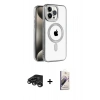 MARSİLYAN™- iPhone 15 Pro Kılıf Eksen Form Koleksiyonu - Siyah Bilvis 3D Mat Cam Ekran Koruyucu + Raze Metal Kamera Lens - TMGI