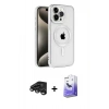 MARSİLYAN™- iPhone 15 Pro Kılıf Eksen Form Koleksiyonu - Siyah Bilvis 5in1 5D Magic Hayalet Cam Ekran Koruyucu + Raze Metal Kamera Lens - TMGI