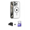 MARSİLYAN™- iPhone 15 Pro Kılıf Eksen Form Koleksiyonu - Siyah Bilvis 5in1 5D Magic Hayalet Cam Ekran Koruyucu + Raze Metal Kamera Lens - TMGI
