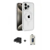 MARSİLYAN™- iPhone 15 Pro Kılıf Eksen Form Koleksiyonu - Siyah Bilvis Hayalet Cam Ekran Koruyucu + Raze Metal Kamera Lens - TMGI