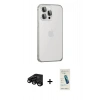 MARSİLYAN™- iPhone 15 Pro Kılıf Eksen Form Serisi - Şeffaf Pasifik Cam Ekran Koruyucu + Raze Metal Kamera Lens - SH