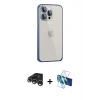 MARSİLYAN™- iPhone 15 Pro Kılıf Eksen Form Serisi - Siyah 3D Antistatik Cam Ekran Koruyucu + Raze Metal Kamera Lens - GS
