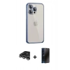 MARSİLYAN™- iPhone 15 Pro Kılıf Eksen Form Serisi - Siyah 3D Antistatik Hayalet Cam Ekran Koruyucu + Raze Metal Kamera Lens - GS