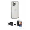MARSİLYAN™- iPhone 15 Pro Kılıf Eksen Form Serisi - Siyah 3D Antistatik Mat Seramik Nano Ekran Koruyucu + Raze Metal Kamera Lens - LT