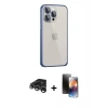 MARSİLYAN™- iPhone 15 Pro Kılıf Eksen Form Serisi - Siyah 3D Antistatik Mat Seramik Nano Ekran Koruyucu + Raze Metal Kamera Lens - GS