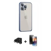 MARSİLYAN™- iPhone 15 Pro Kılıf Eksen Form Serisi - Siyah 3D Antistatik Mat Seramik Nano Ekran Koruyucu + Raze Metal Kamera Lens - SH