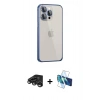 MARSİLYAN™- iPhone 15 Pro Kılıf Eksen Form Serisi - Siyah 3D Antistatik Seramik Nano Ekran Koruyucu + Raze Metal Kamera Lens - TMGI