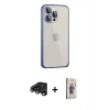 MARSİLYAN™- iPhone 15 Pro Kılıf Eksen Form Serisi - Siyah Bilvis 3D Cam Ekran Koruyucu + Raze Metal Kamera Lens - TMGI