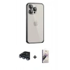 MARSİLYAN™- iPhone 15 Pro Kılıf Eksen Form Serisi - Siyah Bilvis 3D Mat Cam Ekran Koruyucu + Raze Metal Kamera Lens - LT
