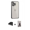 MARSİLYAN™- iPhone 15 Pro Kılıf Eksen Form Serisi - Siyah Bilvis Hayalet Cam Ekran Koruyucu + Raze Metal Kamera Lens - GS
