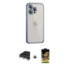 MARSİLYAN™- iPhone 15 Pro Kılıf Eksen Form Serisi - Siyah Buffer Cam Ekran Koruyucu + Gümüş Raze Metal Kamera Lens