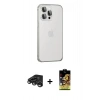 MARSİLYAN™- iPhone 15 Pro Kılıf Eksen Form Serisi - Siyah Buffer Cam Ekran Koruyucu + Raze Metal Kamera Lens - TMGI