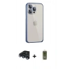 MARSİLYAN™- iPhone 15 Pro Kılıf Eksen Form Serisi - Siyah Joko Magic 5D Hayalet Cam + Lacivert Raze Metal Kamera Lens