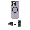 MARSİLYAN™- iPhone 15 Pro Kılıf Eksen Işık Prime - Şeffaf 360 Full Body Arka Koruyucu + Raze Metal Kamera Lens - GS