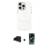 MARSİLYAN™- iPhone 15 Pro Kılıf Eksen Işık Prime - Şeffaf 360 Full Body Arka Koruyucu + Raze Metal Kamera Lens - SH