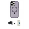 MARSİLYAN™- iPhone 15 Pro Kılıf Eksen Işık Prime - Şeffaf Pasifik Cam Ekran Koruyucu + Raze Metal Kamera Lens - LT
