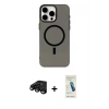 MARSİLYAN™- iPhone 15 Pro Kılıf Eksen Işık Prime - Şeffaf Pasifik Cam Ekran Koruyucu + Raze Metal Kamera Lens - SH