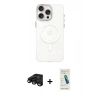 MARSİLYAN™- iPhone 15 Pro Kılıf Eksen Işık Prime - Şeffaf Pasifik Cam Ekran Koruyucu + Raze Metal Kamera Lens - SH
