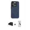 MARSİLYAN™- iPhone 15 Pro Kılıf Eksen Işık Prime - Şeffaf Pasifik Cam Ekran Koruyucu + Raze Metal Kamera Lens - SH
