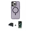 MARSİLYAN™- iPhone 15 Pro Kılıf Eksen Işık Prime - Siyah 360 Mat Full Body Arka Koruyucu + Raze Metal Kamera Lens - LT