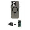 MARSİLYAN™- iPhone 15 Pro Kılıf Eksen Işık Prime - Siyah 360 Mat Full Body Arka Koruyucu + Raze Metal Kamera Lens - TMGI