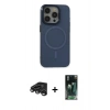 MARSİLYAN™- iPhone 15 Pro Kılıf Eksen Işık Prime - Siyah 360 Mat Full Body Arka Koruyucu + Raze Metal Kamera Lens - TMGI