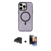 MARSİLYAN™- iPhone 15 Pro Kılıf Eksen Işık Prime - Siyah 3D Antistatik Mat Seramik Nano Ekran Koruyucu + Raze Metal Kamera Lens - GS