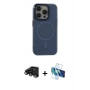 MARSİLYAN™- iPhone 15 Pro Kılıf Eksen Işık Prime - Siyah 3D Antistatik Seramik Nano Ekran Koruyucu + Raze Metal Kamera Lens - SH