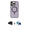 MARSİLYAN™- iPhone 15 Pro Kılıf Eksen Işık Prime - Siyah 3D Antistatik Seramik Nano Ekran Koruyucu + Raze Metal Kamera Lens - SH
