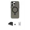 MARSİLYAN™- iPhone 15 Pro Kılıf Eksen Işık Prime - Siyah Bilvis 0.18mm Plus Cam Ekran Koruyucu + Raze Metal Kamera Lens - GS