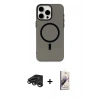MARSİLYAN™- iPhone 15 Pro Kılıf Eksen Işık Prime - Siyah Bilvis 3D Mat Cam Ekran Koruyucu + Raze Metal Kamera Lens - TMGI