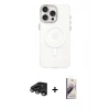 MARSİLYAN™- iPhone 15 Pro Kılıf Eksen Işık Prime - Siyah Bilvis 3D Mat Cam Ekran Koruyucu + Raze Metal Kamera Lens - TMGI