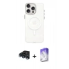 MARSİLYAN™- iPhone 15 Pro Kılıf Eksen Işık Prime - Siyah Bilvis 5in1 3D Magic Cam Ekran Koruyucu + Raze Metal Kamera Lens - LT