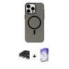 MARSİLYAN™- iPhone 15 Pro Kılıf Eksen Işık Prime - Siyah Bilvis 5in1 3D Magic Cam Ekran Koruyucu + Raze Metal Kamera Lens - GS