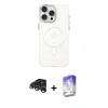 MARSİLYAN™- iPhone 15 Pro Kılıf Eksen Işık Prime - Siyah Bilvis 5in1 3D Magic Cam Ekran Koruyucu + Raze Metal Kamera Lens - GS