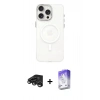 MARSİLYAN™- iPhone 15 Pro Kılıf Eksen Işık Prime - Siyah Bilvis 5in1 3D Magic Cam Ekran Koruyucu + Raze Metal Kamera Lens - TMGI