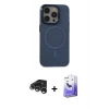 MARSİLYAN™- iPhone 15 Pro Kılıf Eksen Işık Prime - Siyah Bilvis 5in1 5D Magic Hayalet Cam Ekran Koruyucu + Raze Metal Kamera Lens - GS