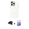 MARSİLYAN™- iPhone 15 Pro Kılıf Eksen Işık Prime - Siyah Bilvis 5in1 5D Magic Hayalet Cam Ekran Koruyucu + Raze Metal Kamera Lens - GS
