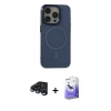 MARSİLYAN™- iPhone 15 Pro Kılıf Eksen Işık Prime - Siyah Bilvis 5in1 5D Magic Hayalet Cam Ekran Koruyucu + Raze Metal Kamera Lens - LT