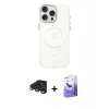 MARSİLYAN™- iPhone 15 Pro Kılıf Eksen Işık Prime - Siyah Bilvis 5in1 5D Magic Hayalet Cam Ekran Koruyucu + Raze Metal Kamera Lens - LT