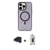 MARSİLYAN™- iPhone 15 Pro Kılıf Eksen Işık Prime - Siyah Bilvis Hayalet Cam Ekran Koruyucu + Raze Metal Kamera Lens - LT