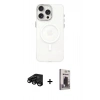 MARSİLYAN™- iPhone 15 Pro Kılıf Eksen Işık Prime - Siyah Bilvis Hayalet Cam Ekran Koruyucu + Raze Metal Kamera Lens - SH