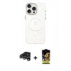 MARSİLYAN™- iPhone 15 Pro Kılıf Eksen Işık Prime - Siyah Buffer Cam Ekran Koruyucu + Gümüş Raze Metal Kamera Lens