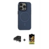 MARSİLYAN™- iPhone 15 Pro Kılıf Eksen Işık Prime - Siyah Buffer Cam Ekran Koruyucu + Gümüş Raze Metal Kamera Lens