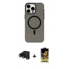 MARSİLYAN™- iPhone 15 Pro Kılıf Eksen Işık Prime - Siyah Buffer Cam Ekran Koruyucu + Raze Metal Kamera Lens - SH